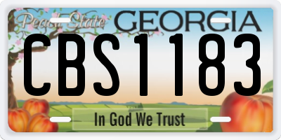 GA license plate CBS1183