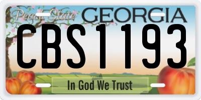 GA license plate CBS1193