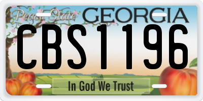 GA license plate CBS1196