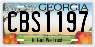 GA license plate CBS1197