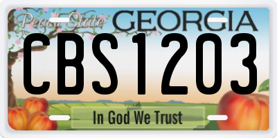 GA license plate CBS1203