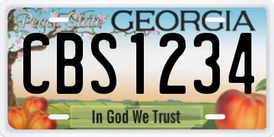 GA license plate CBS1234