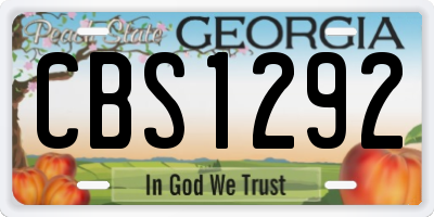 GA license plate CBS1292