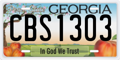 GA license plate CBS1303