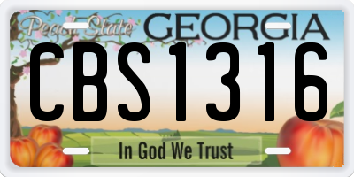 GA license plate CBS1316