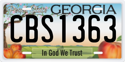 GA license plate CBS1363