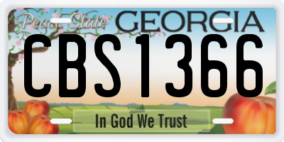 GA license plate CBS1366