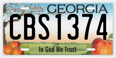 GA license plate CBS1374