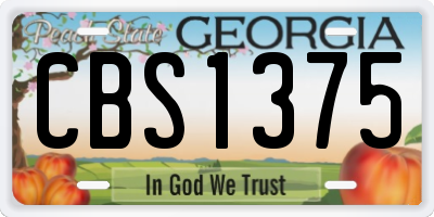 GA license plate CBS1375