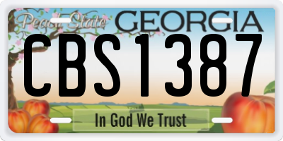 GA license plate CBS1387
