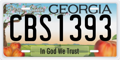 GA license plate CBS1393