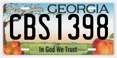 GA license plate CBS1398