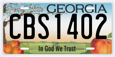GA license plate CBS1402