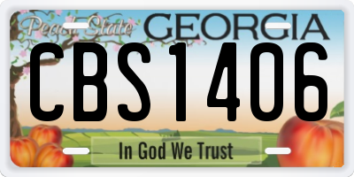 GA license plate CBS1406