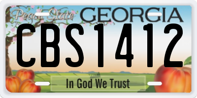 GA license plate CBS1412