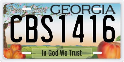 GA license plate CBS1416