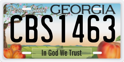 GA license plate CBS1463