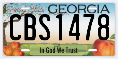 GA license plate CBS1478