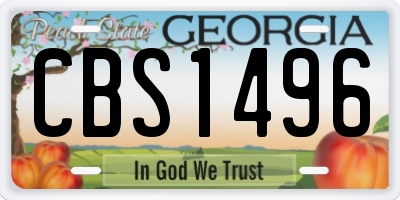 GA license plate CBS1496