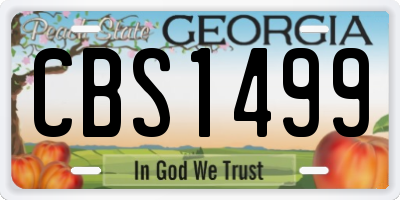 GA license plate CBS1499