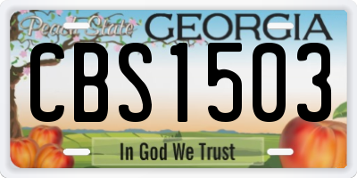 GA license plate CBS1503