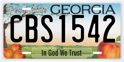 GA license plate CBS1542