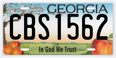 GA license plate CBS1562