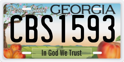 GA license plate CBS1593