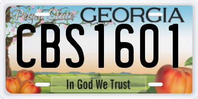 GA license plate CBS1601