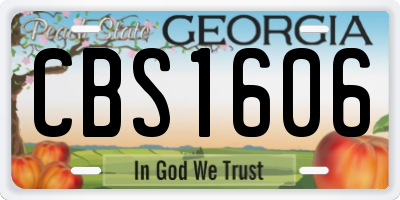 GA license plate CBS1606
