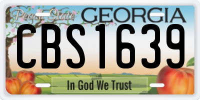 GA license plate CBS1639