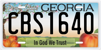 GA license plate CBS1640