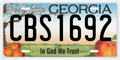 GA license plate CBS1692