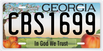 GA license plate CBS1699