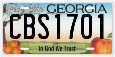 GA license plate CBS1701
