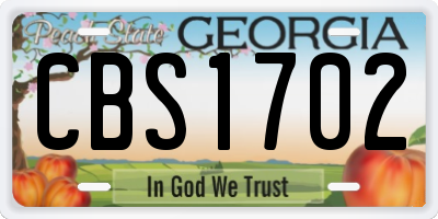 GA license plate CBS1702