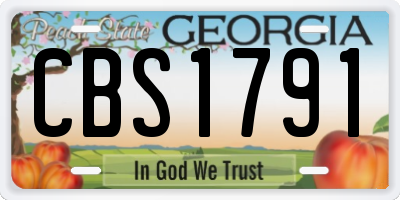 GA license plate CBS1791