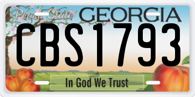 GA license plate CBS1793