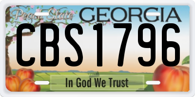 GA license plate CBS1796