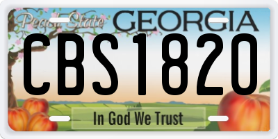 GA license plate CBS1820