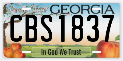 GA license plate CBS1837