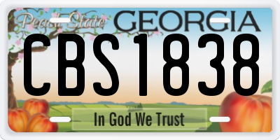 GA license plate CBS1838