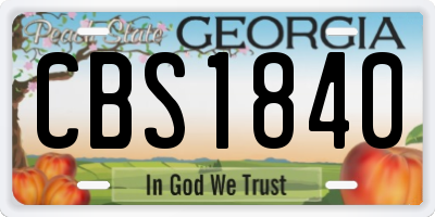 GA license plate CBS1840