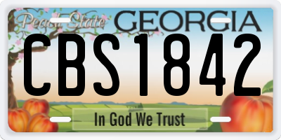 GA license plate CBS1842