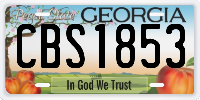 GA license plate CBS1853