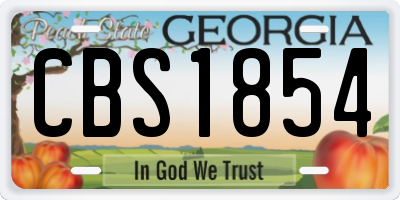 GA license plate CBS1854