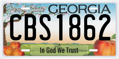GA license plate CBS1862