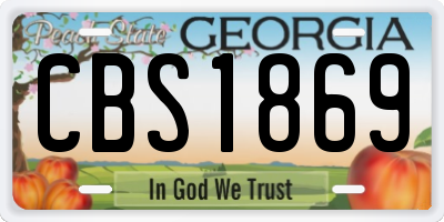 GA license plate CBS1869