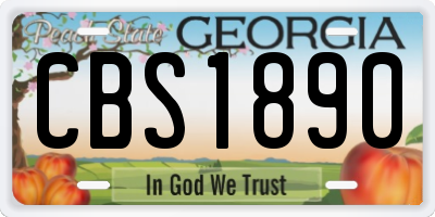 GA license plate CBS1890