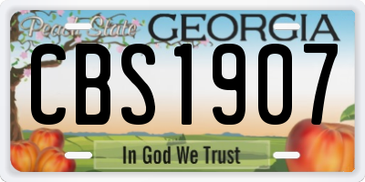 GA license plate CBS1907